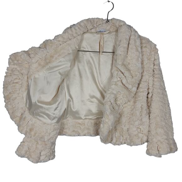 Swan Collection Plush Blazer Size Large Beige Satin Lined Collared Super Soft - Picture 2 of 9